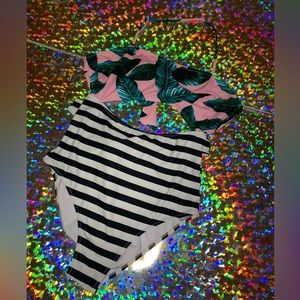 Cupshe striped and leaf one piece swimsuit